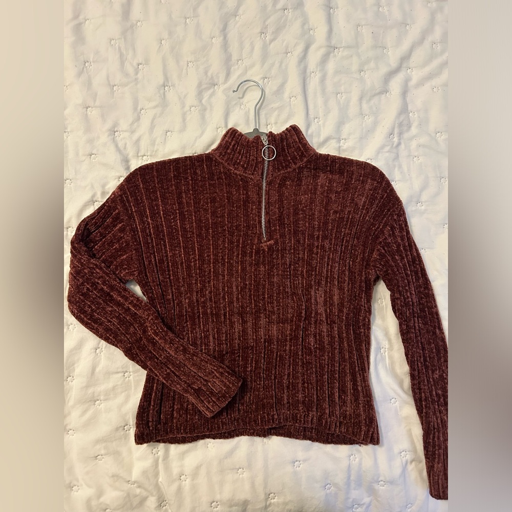 Maroon Half-Zip Sweater Jacket